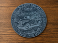 Round Slate Coaster Fall Harvest Truck